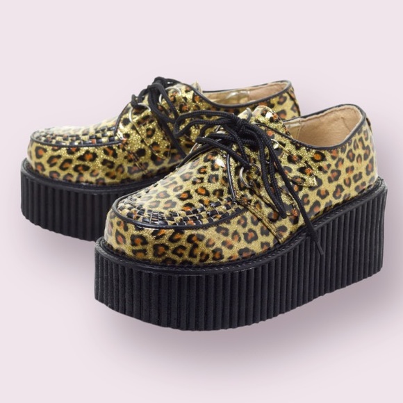 Demonia Shoes Demonia Ziggy Glam Creepers In Gold Leopard Glitter Poshmark